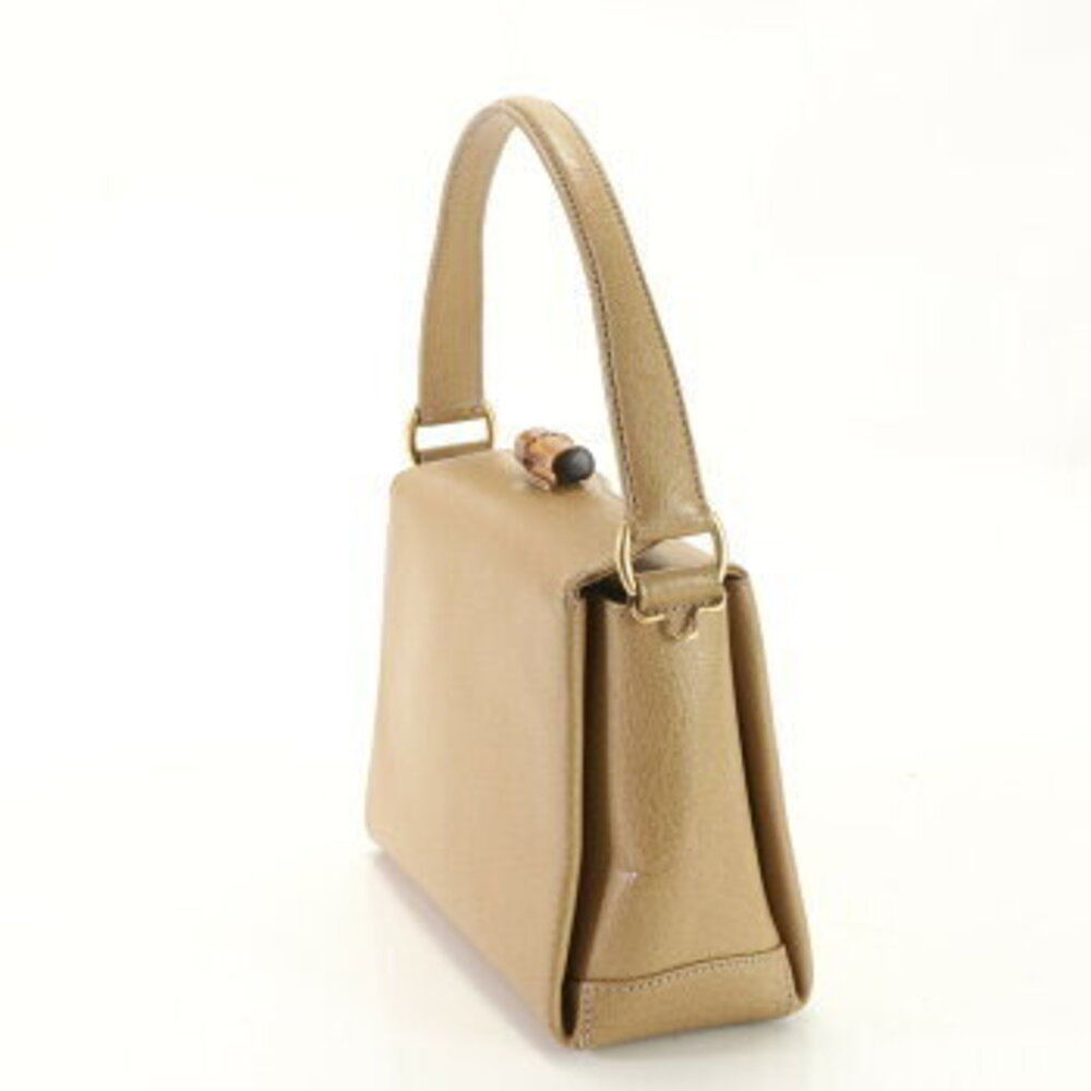 Gucci bamboo leather handbag tote top handles - Picture 3 of 14